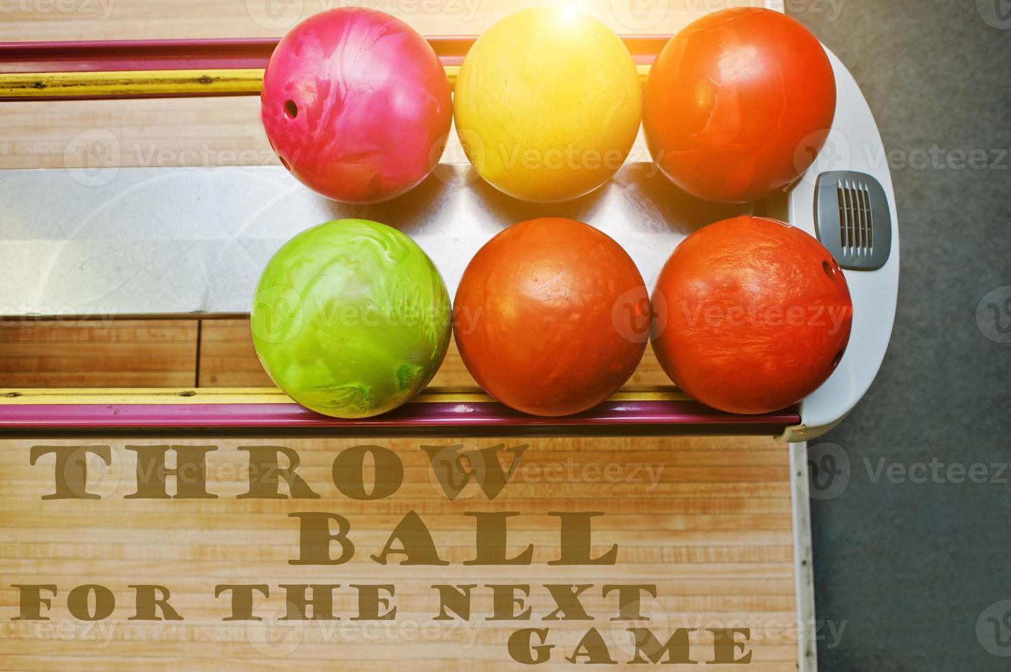 The word throw ball for the next game background bowling balls photo