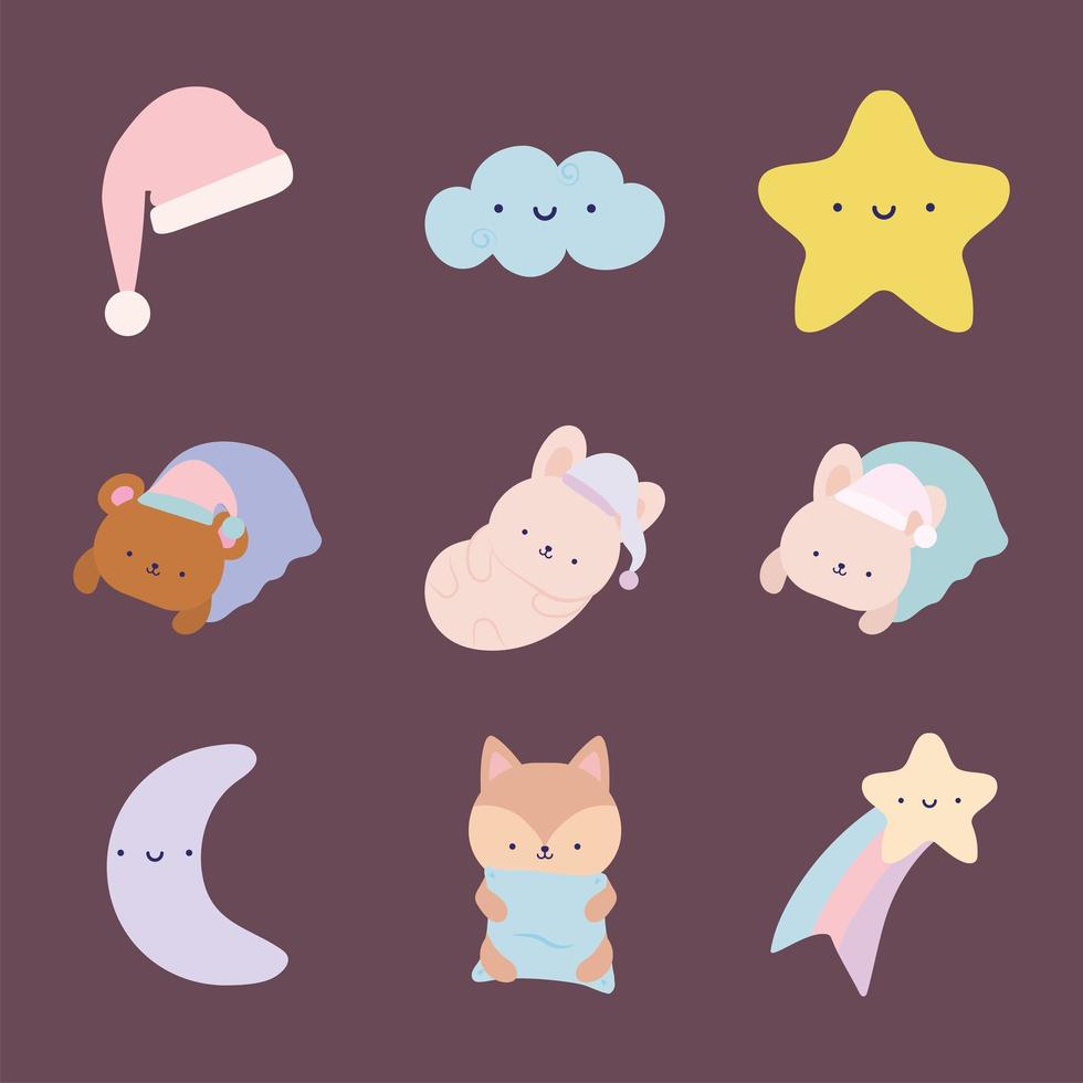 nine good night items vector