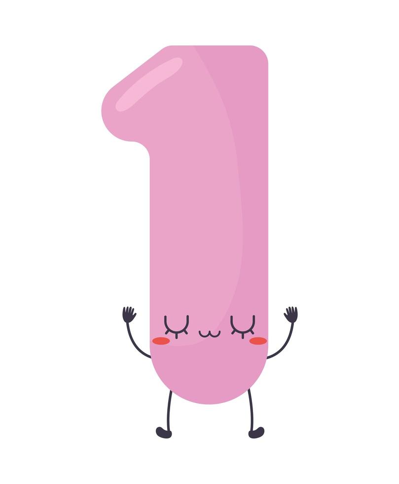 kawaii number one 5968647 Vector Art at Vecteezy
