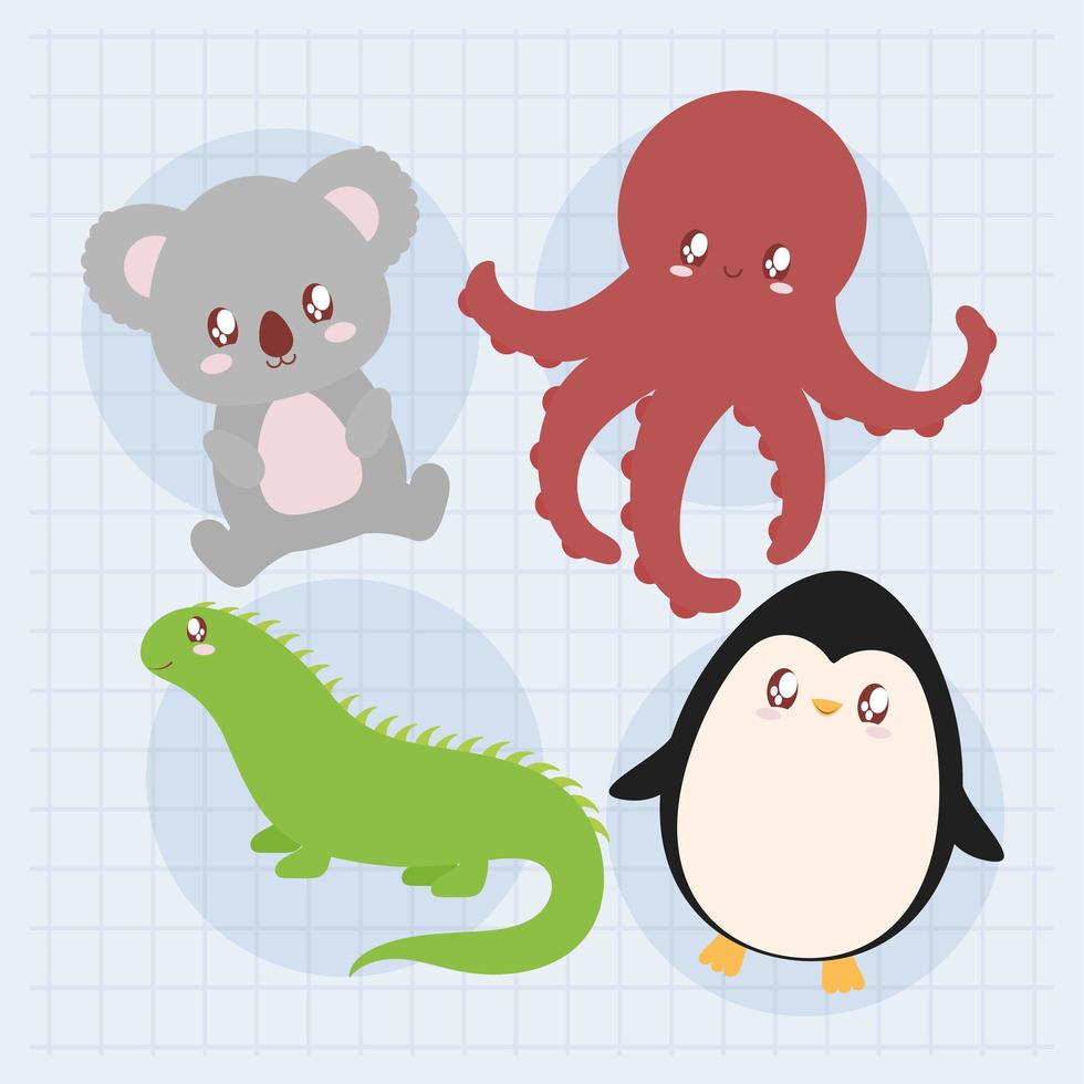 four baby animals vector