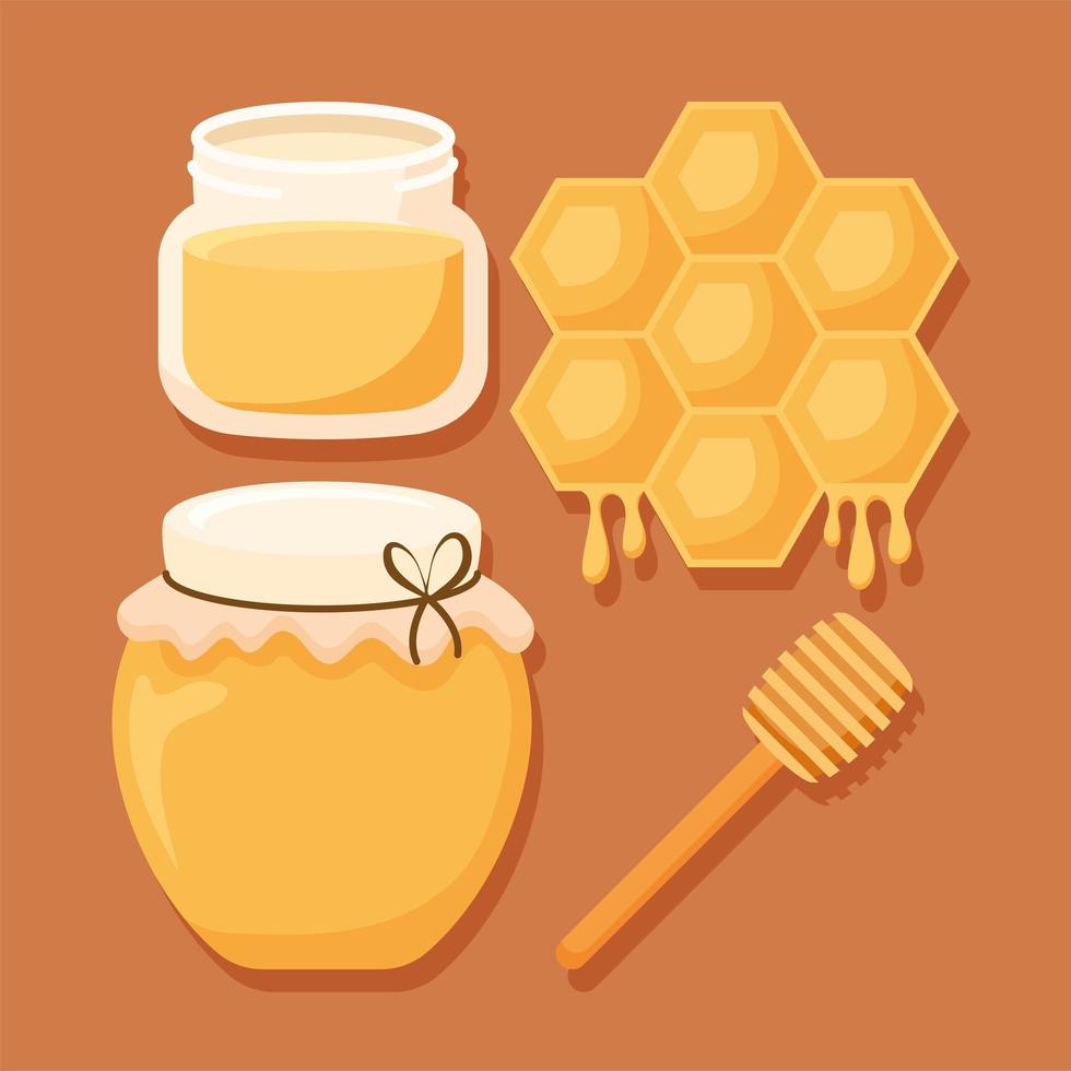 four honey items vector