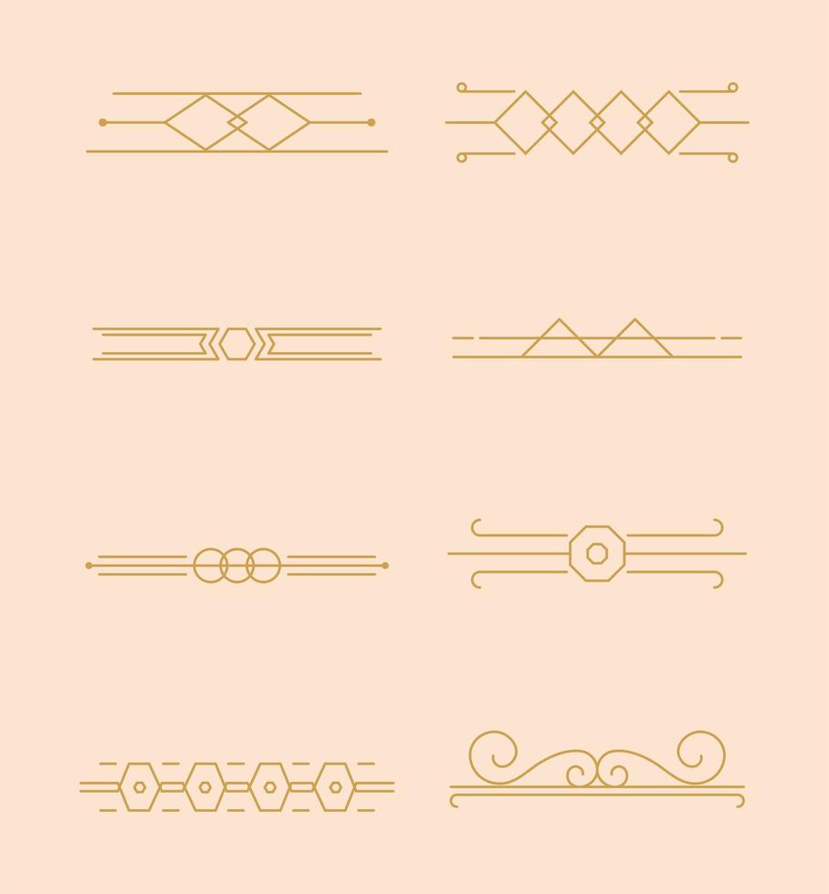 eight golden art deco vector