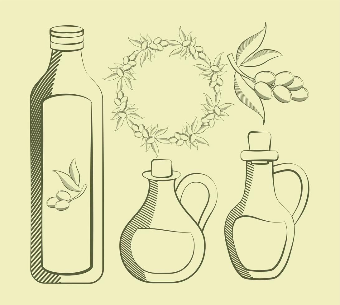 five olive icons vector