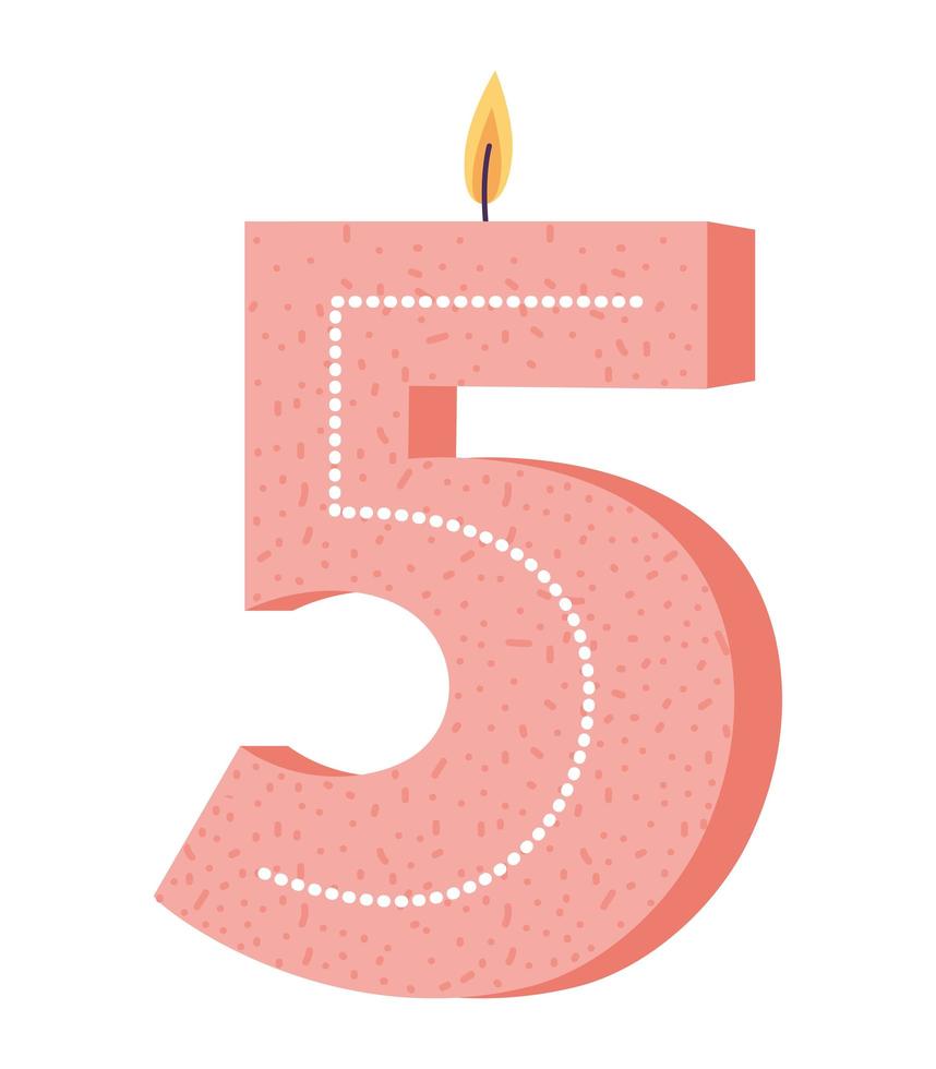 five birthday candle vector