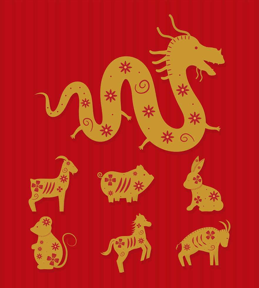 chinese zodiac animals vector