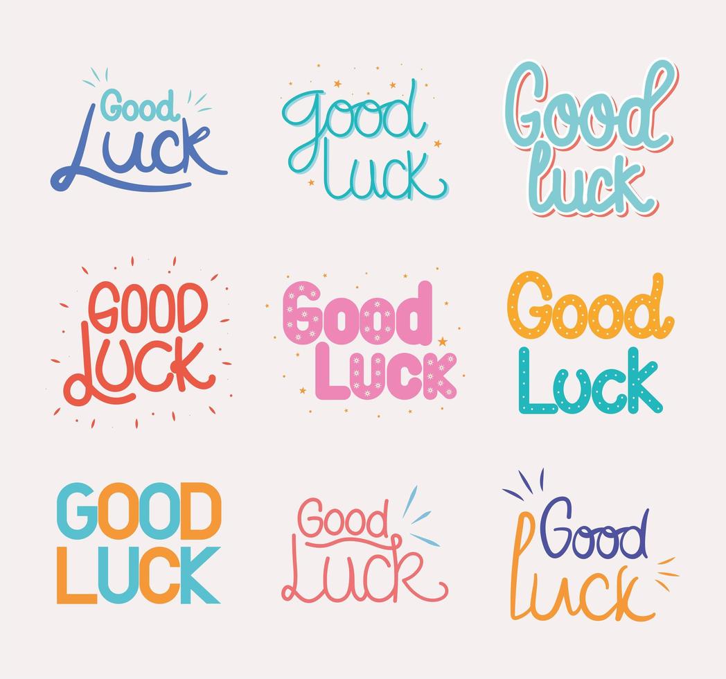 nine good luck phrases vector