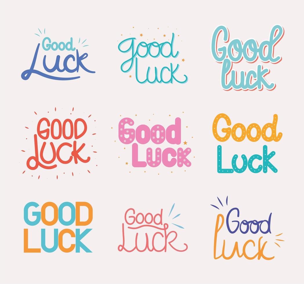 nine good luck phrases vector