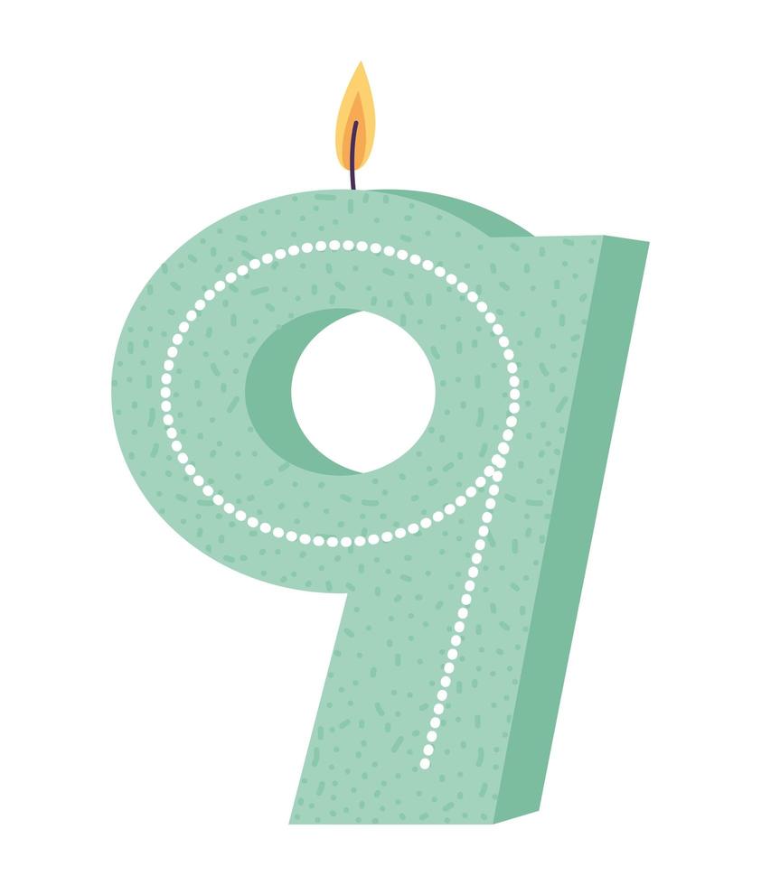 nine birthday candle vector