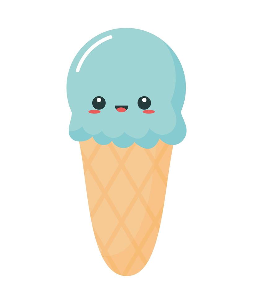 green kawaii ice cream vector