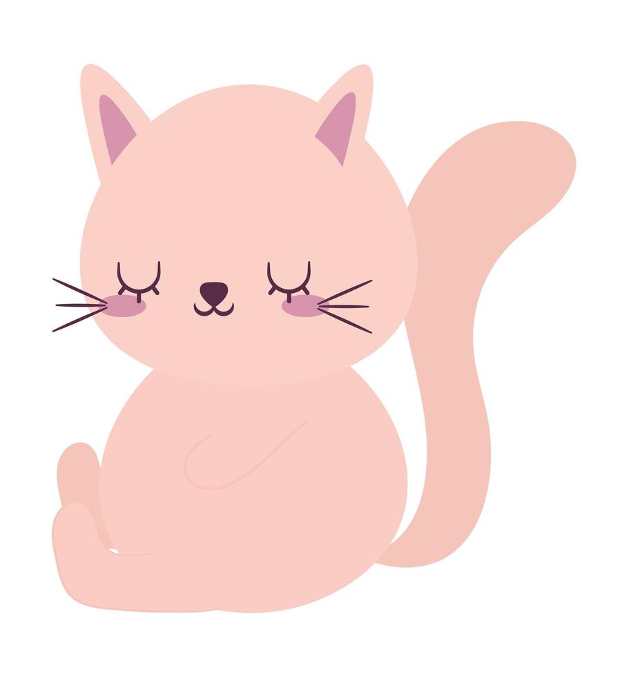 lindo gato rosa claro vector