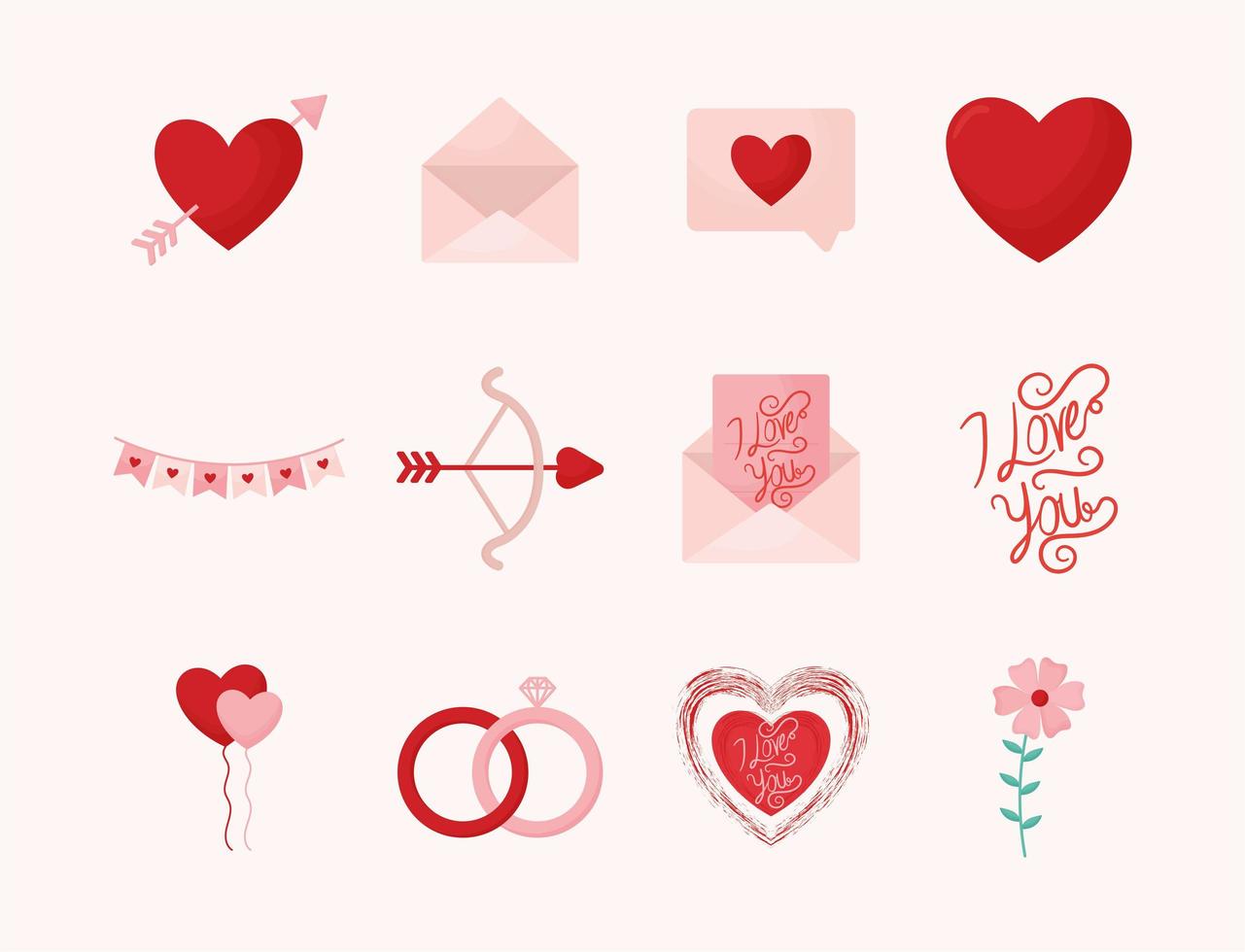 twelve love items vector