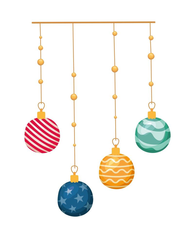 colgante con bolas de navidad vector