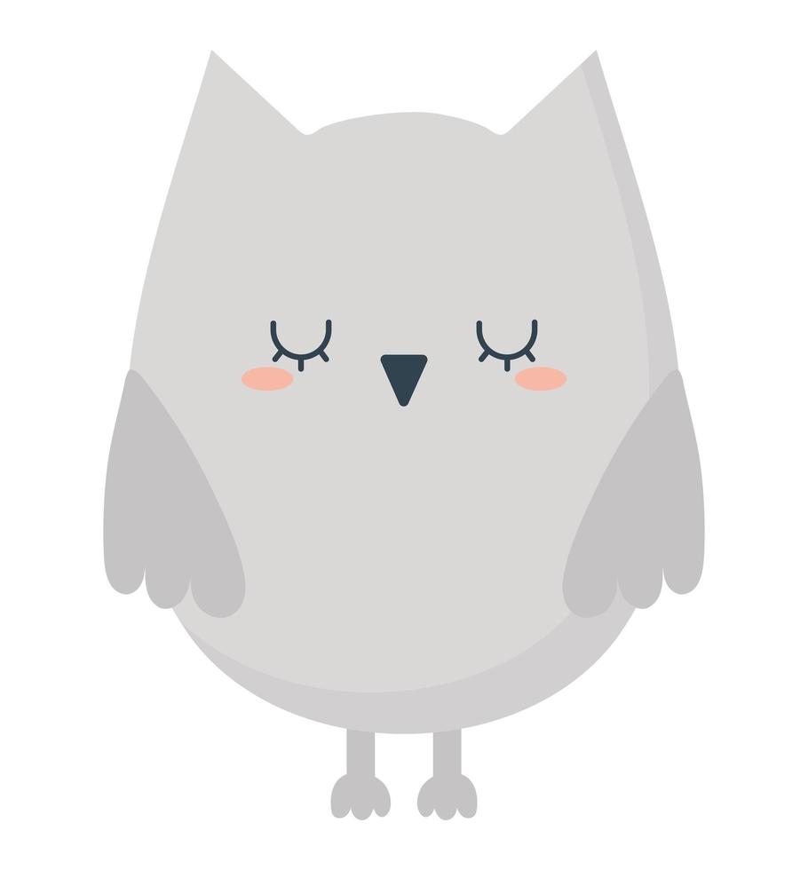 gray sleepy owl vector