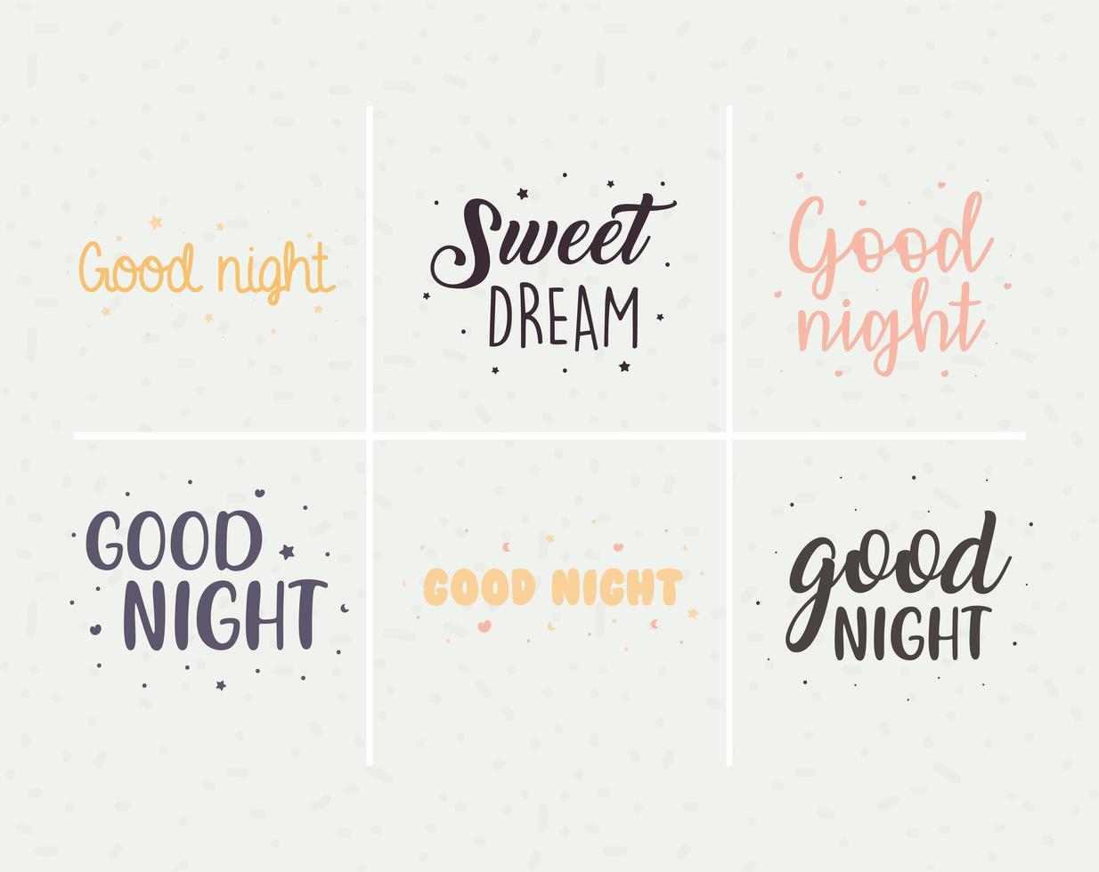 good night phrases vector