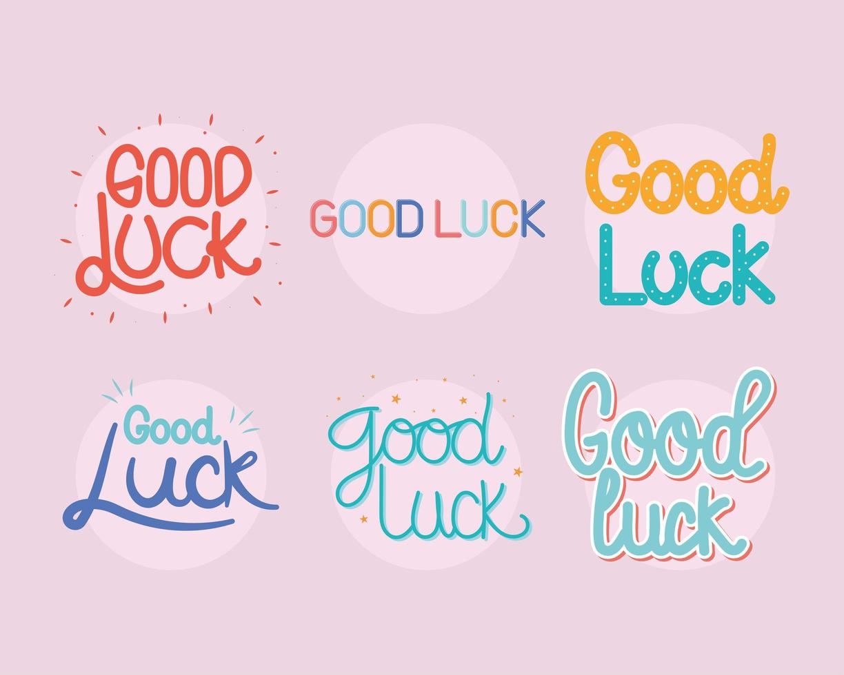 six good luck phrases vector