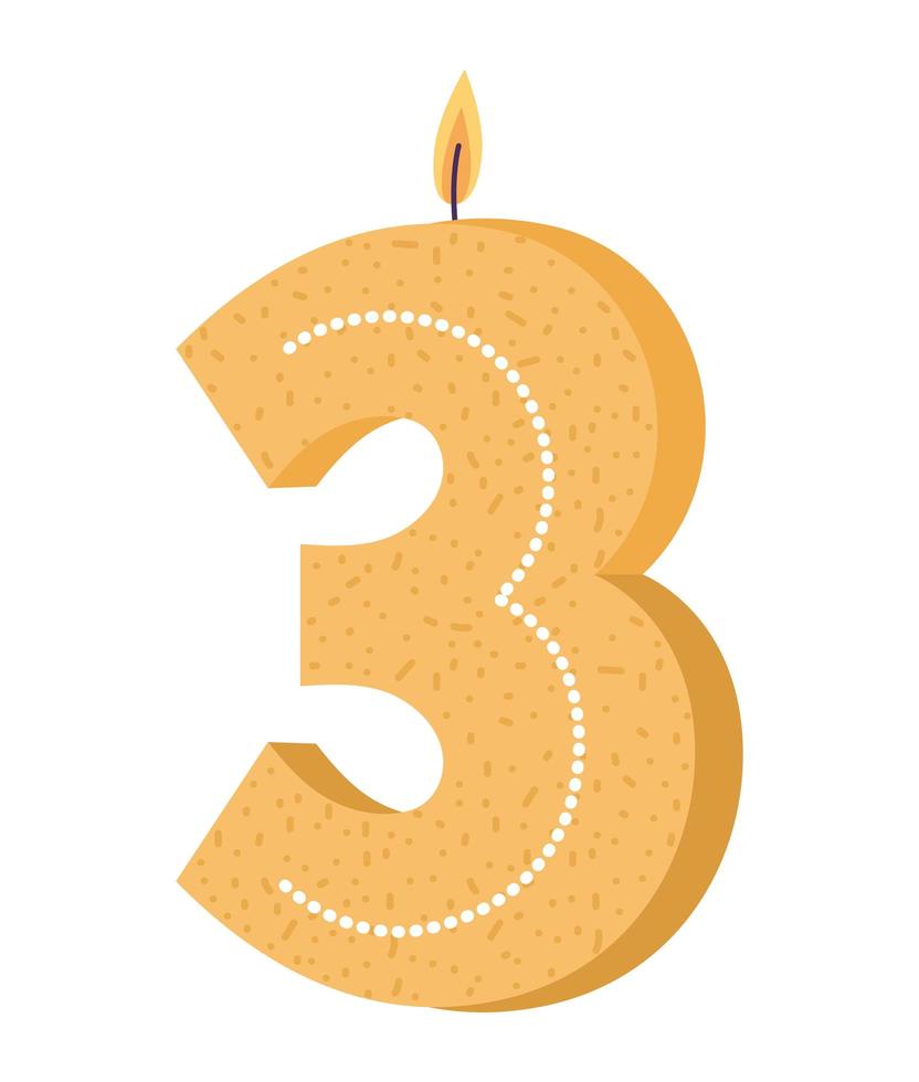 three birthday candle vector