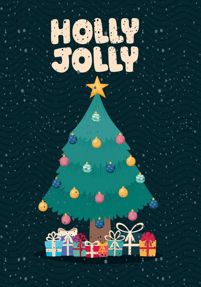 holly jolly christmas poster vector