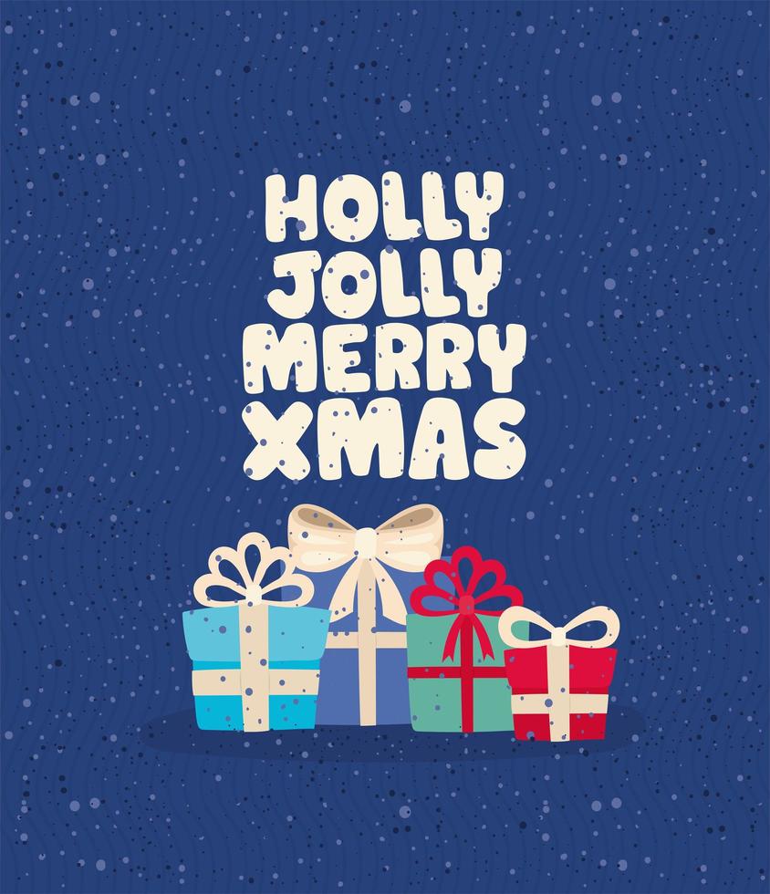 holly jolly christmas design vector