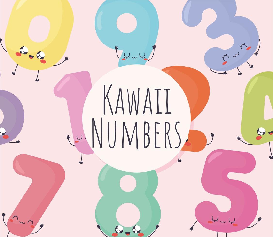 kawaii numbers illustration vector