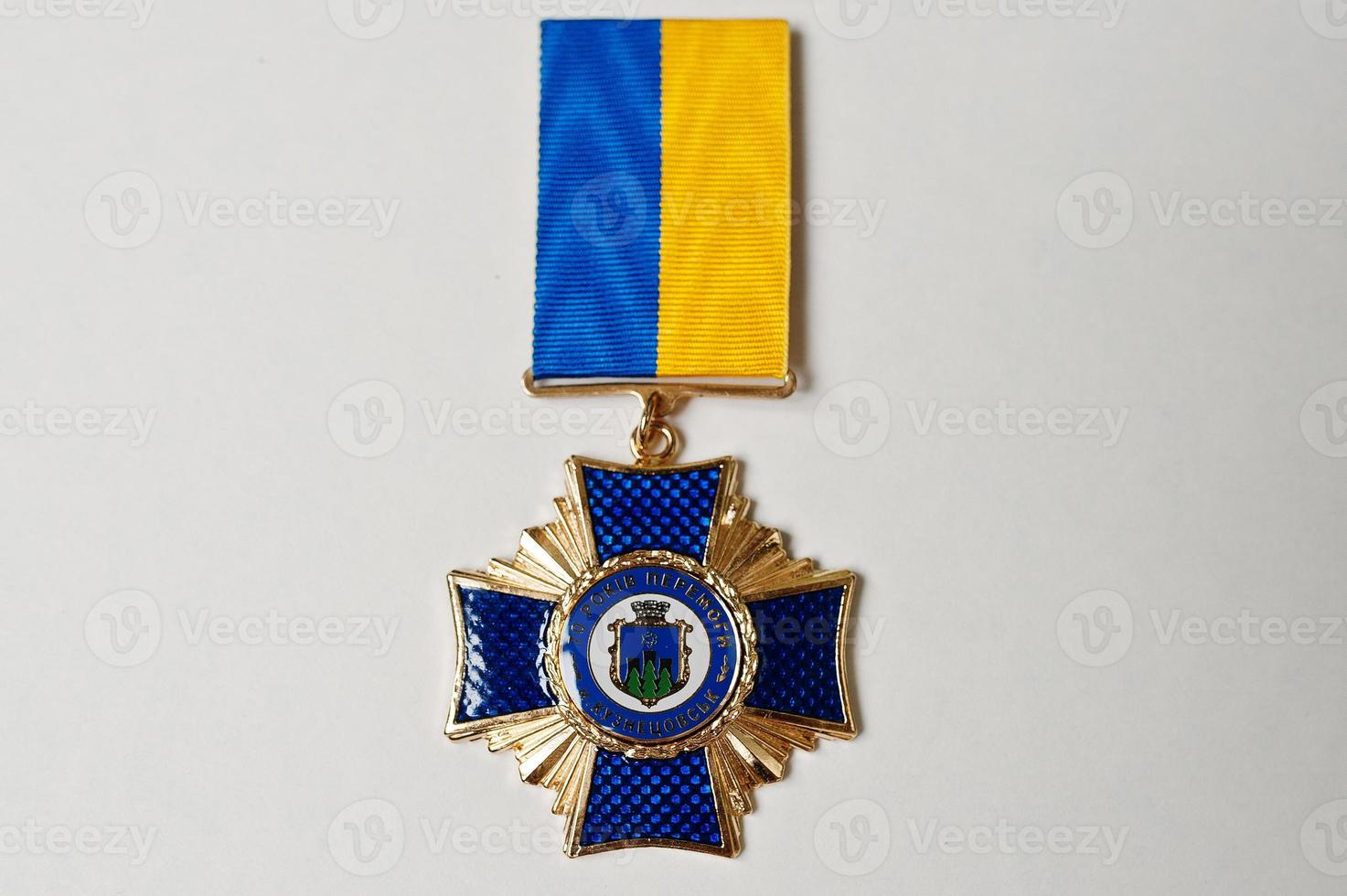 Ukrainian medal 70th war anniversary on white background photo