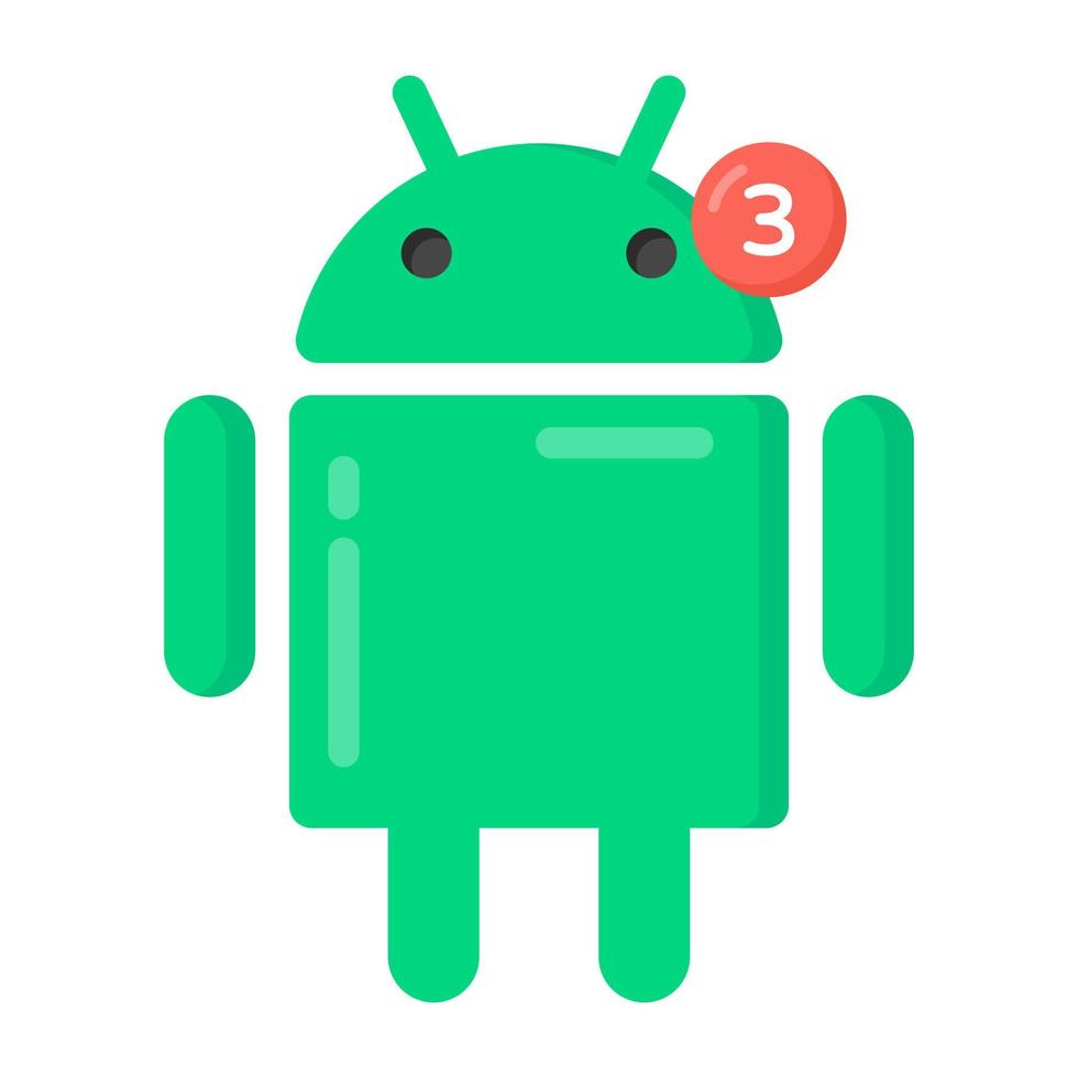 Android alert in flat style icon, editable vector