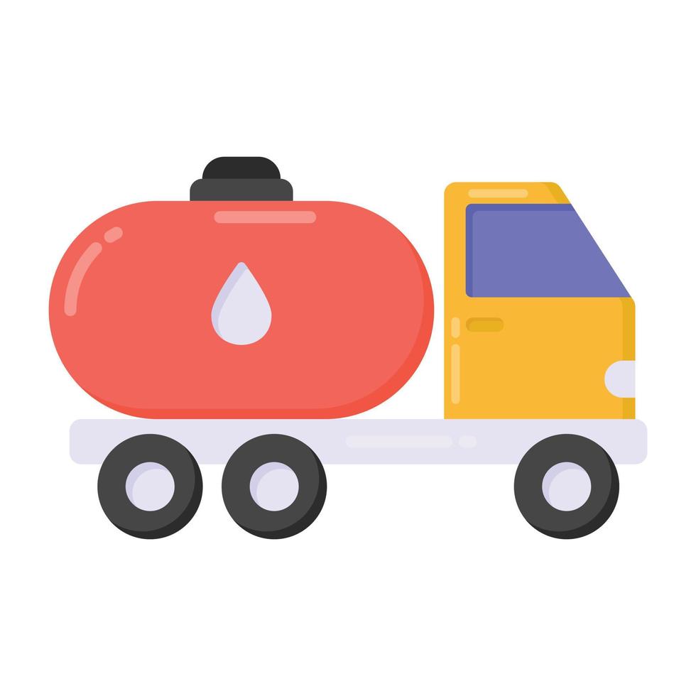 vector plano de camión cisterna de combustible, diseño de icono de contenedor de aceite