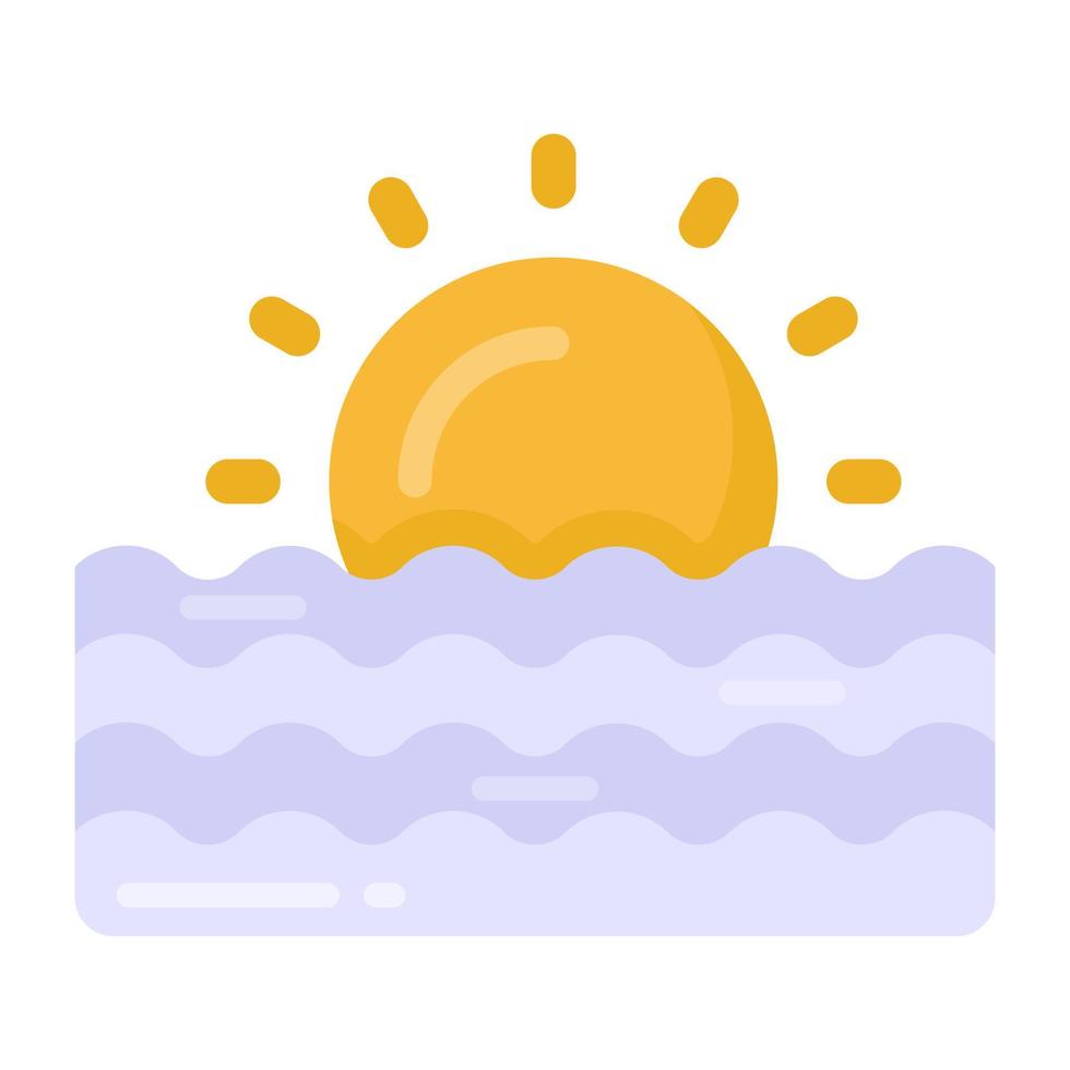 An editable flat style of sunrise icon vector