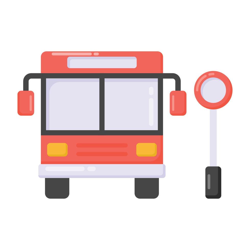 Bus stop in flat style icon, editable vector