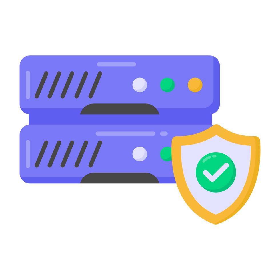 seguridad del servidor en vector editable de estilo plano