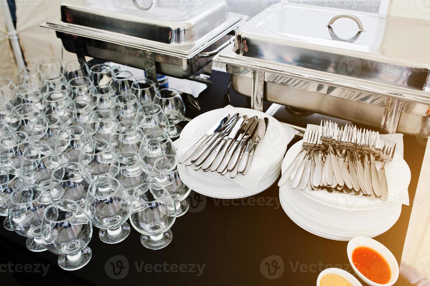 Catering table set for a meal photo