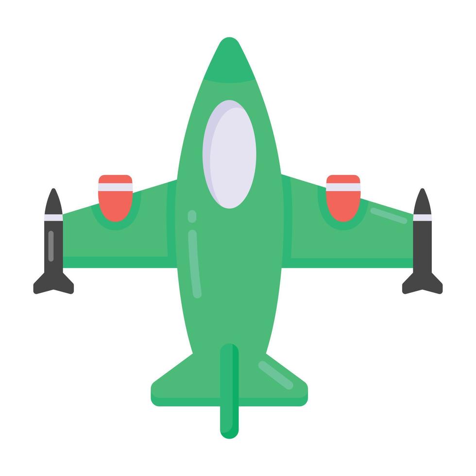 A flat design icon of fighter jet, bomber vector