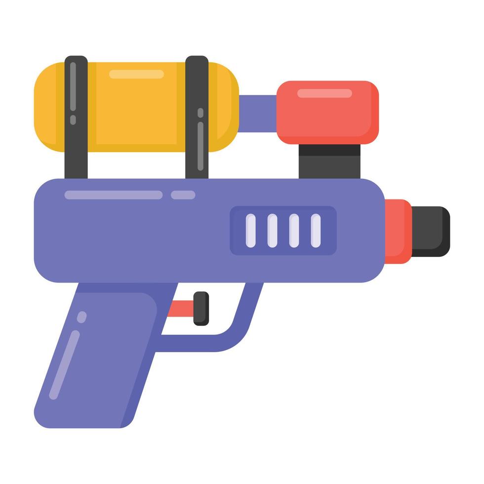 Toy gun in flat style icon, kids accessory vector