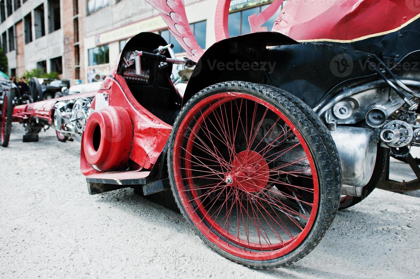 Spare wheels at handmade sport car photo