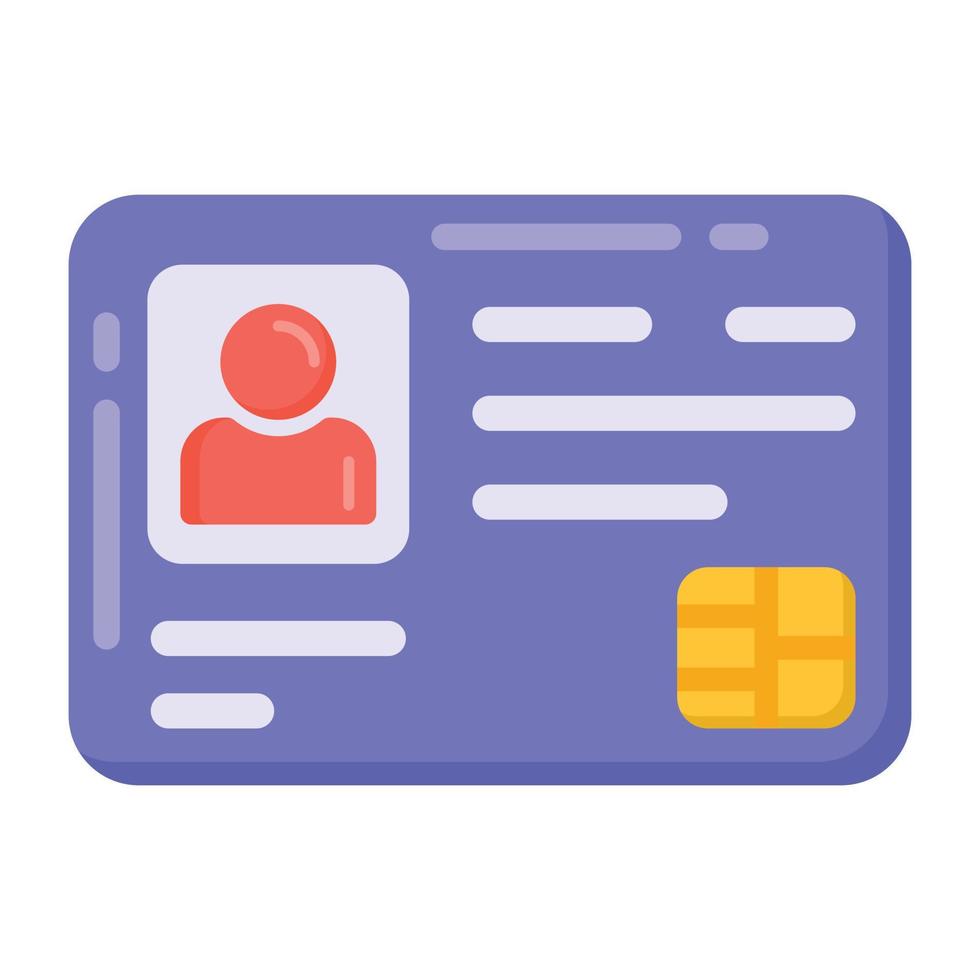 Id card flat design icon, user identification vector