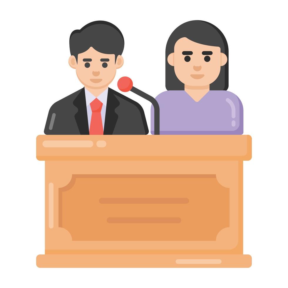 Dais and persons denoting flat icon of eyewitness speech vector