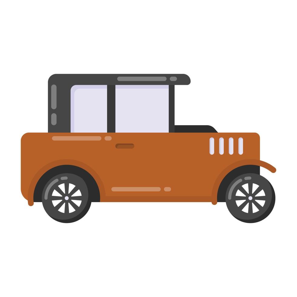 icono de coche retro de diseño plano, transporte clásico vector