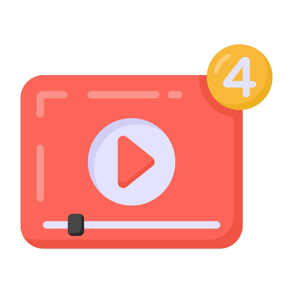 icono plano de notificación de video en diseño vectorial editable vector