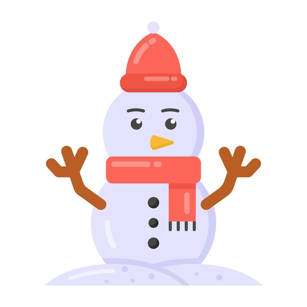 Flat design of snowman character icon vector