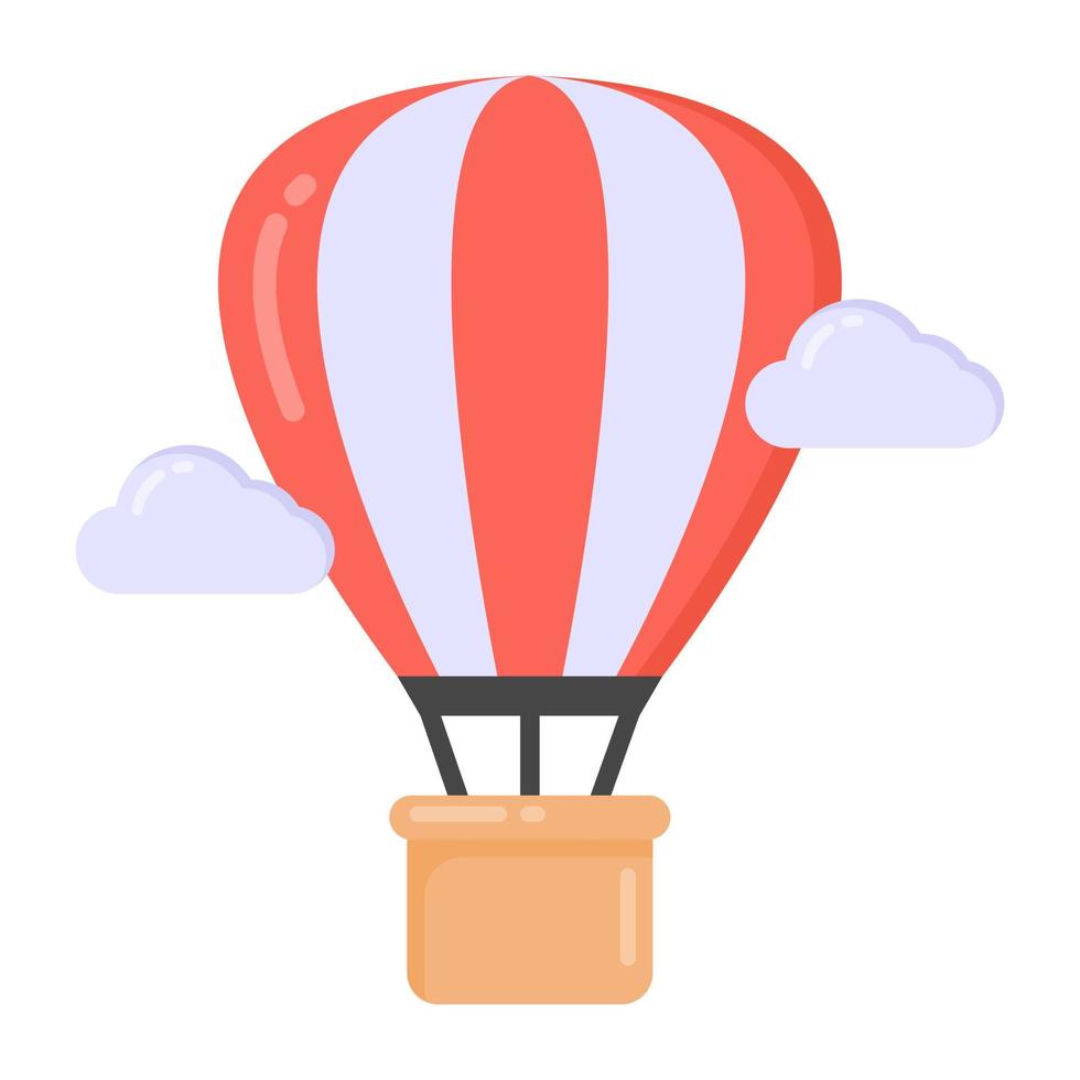 Hot air balloon delivery vector, flat icon of aircraft vector