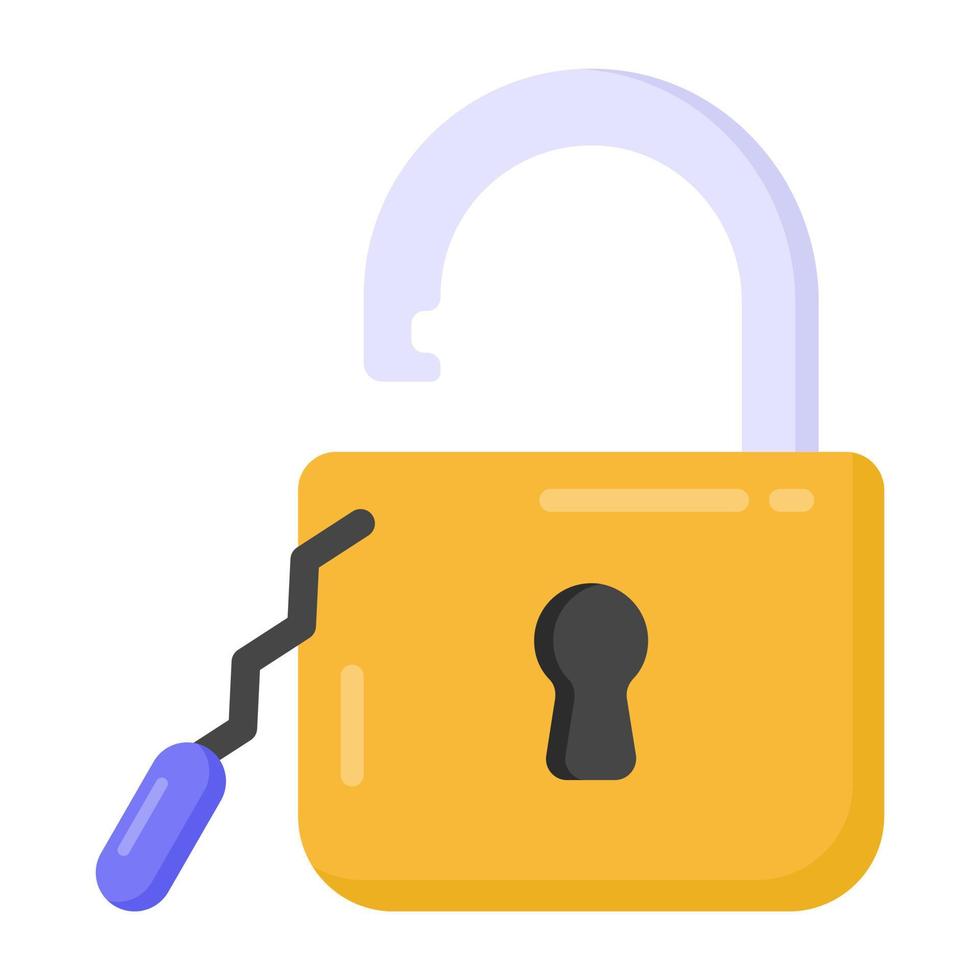 Lock pick in flat style icon, editable vector