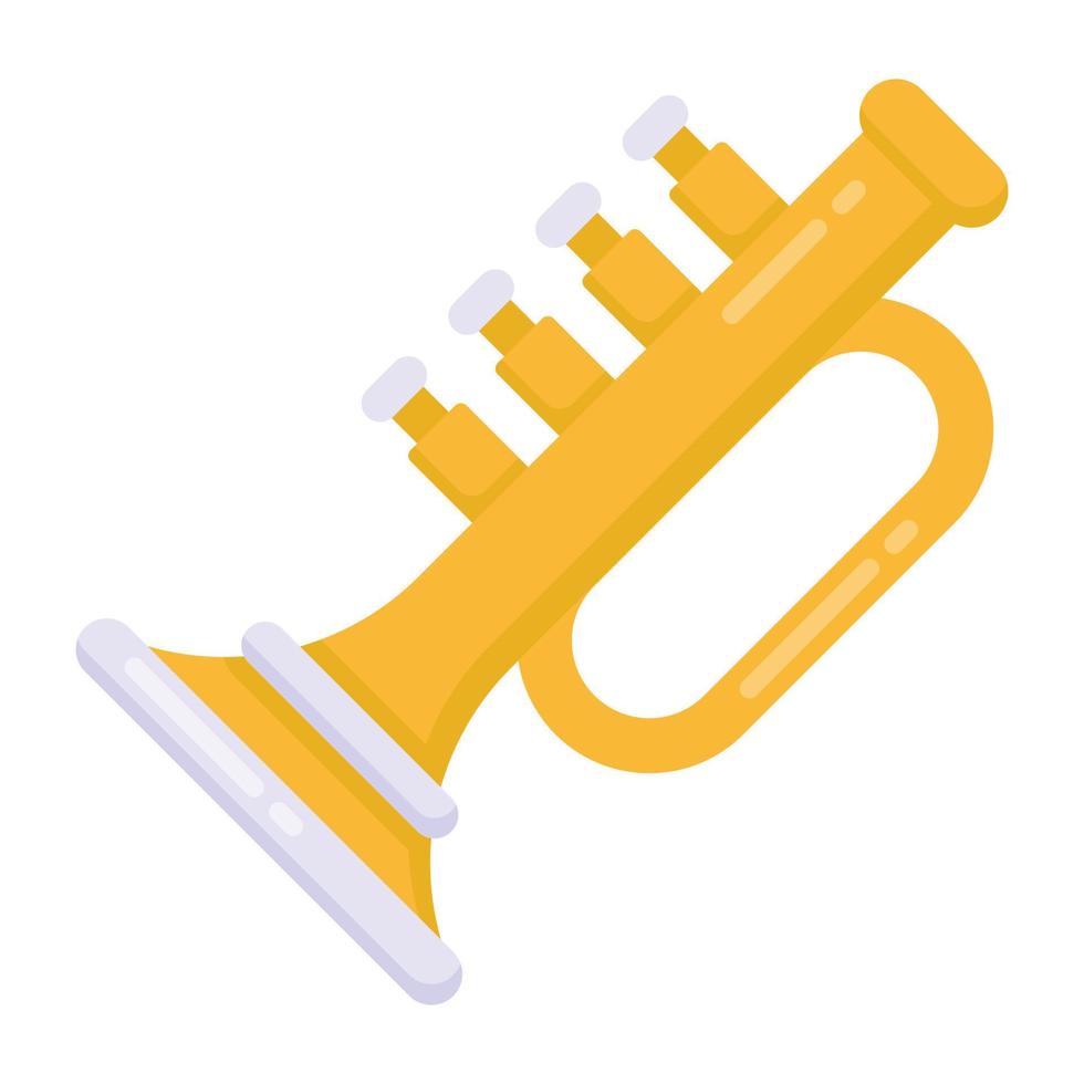 instrumento musical, icono de trompeta en diseño plano vector