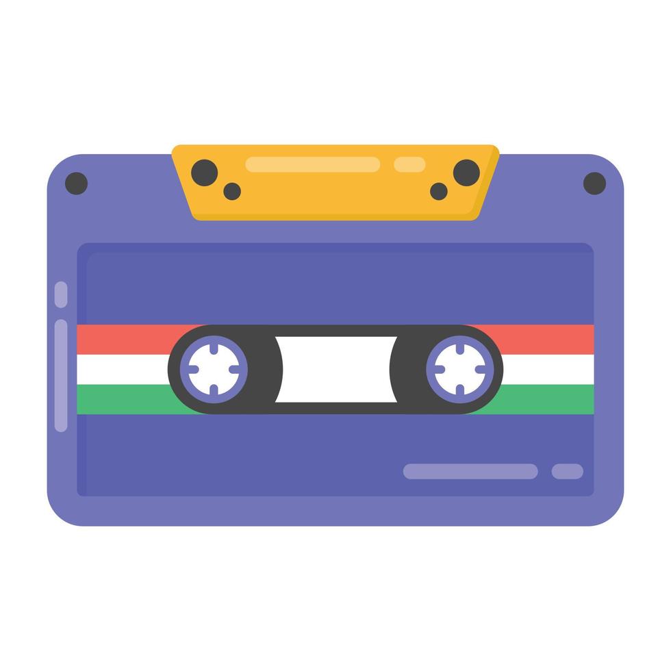 Multimedia device, flat design of cassette vector