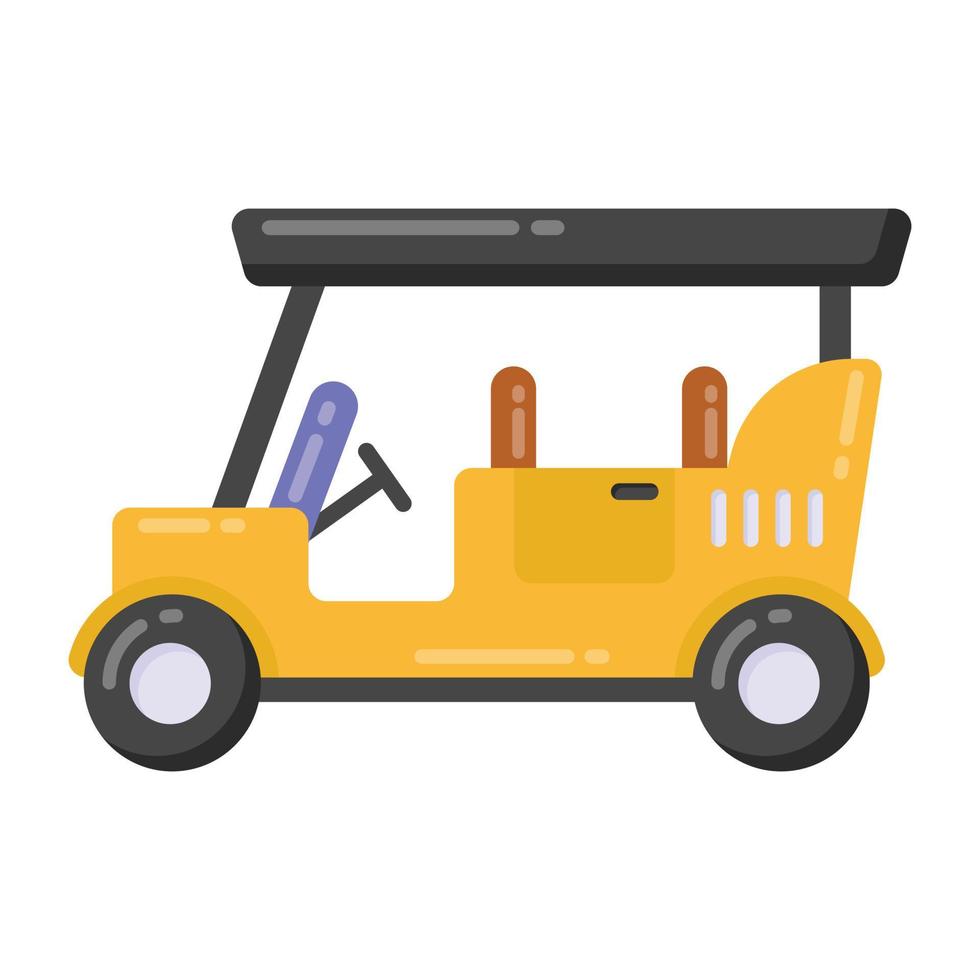 icono de vector de carrito de golf en diseño plano