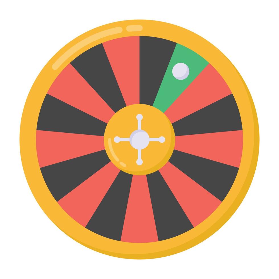 icono plano de rueda de casino, vector editable