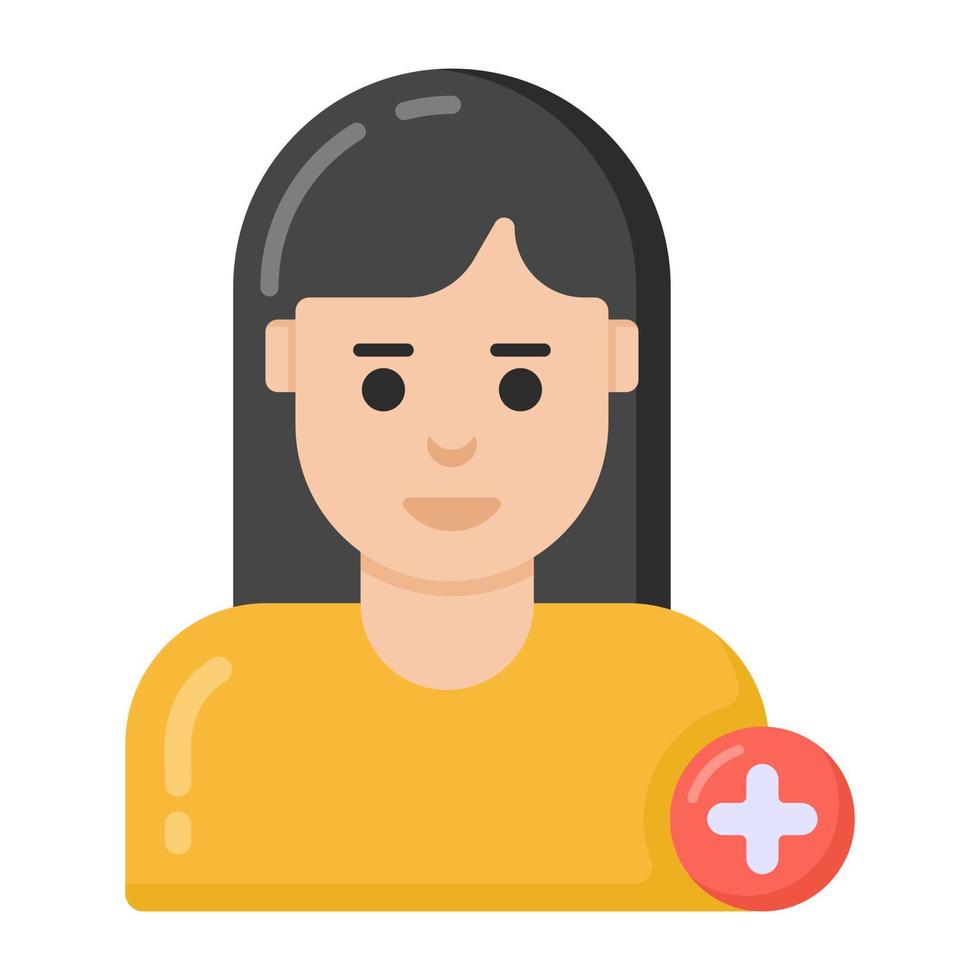 Girls with plus denoting flat icon of add friend vector