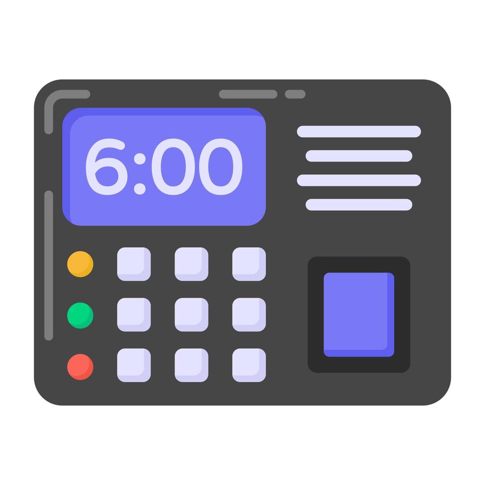 A time attendance machine icon in flat style vector