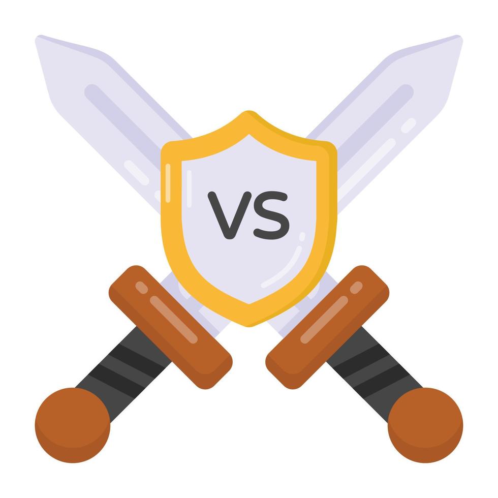 Crossed dagger denoting flat icon of war swords vector