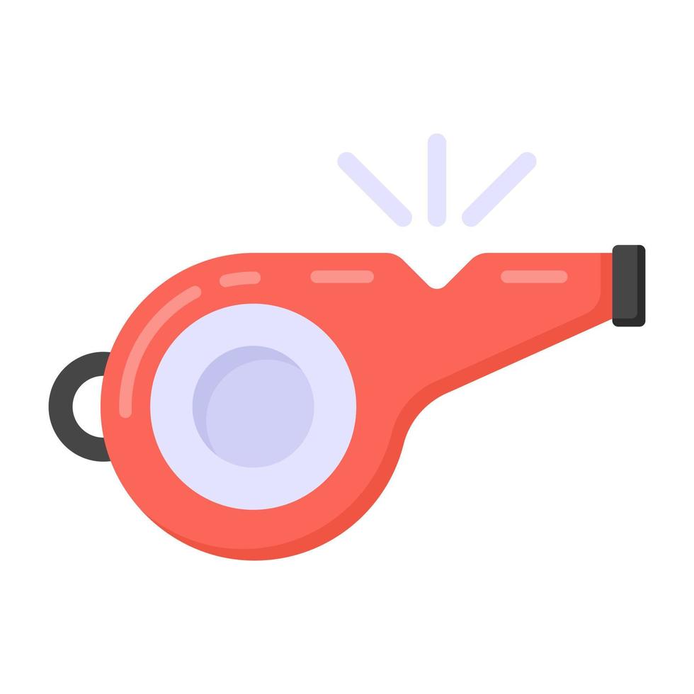Whistle icon of flat style, referee whistle vector