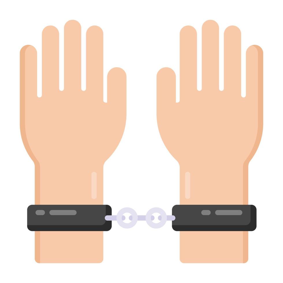 Handcuffs in flat icon, jail equipments and supplies vector