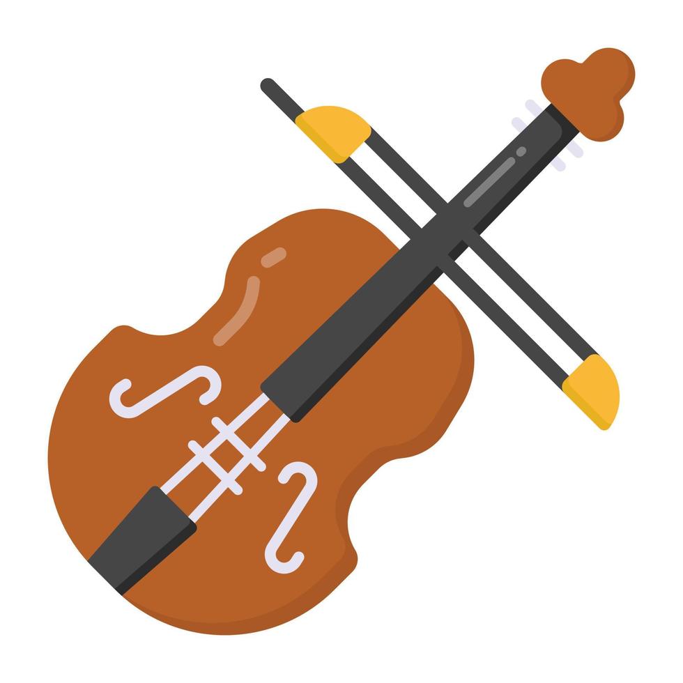 A violin icon in flat editable style vector